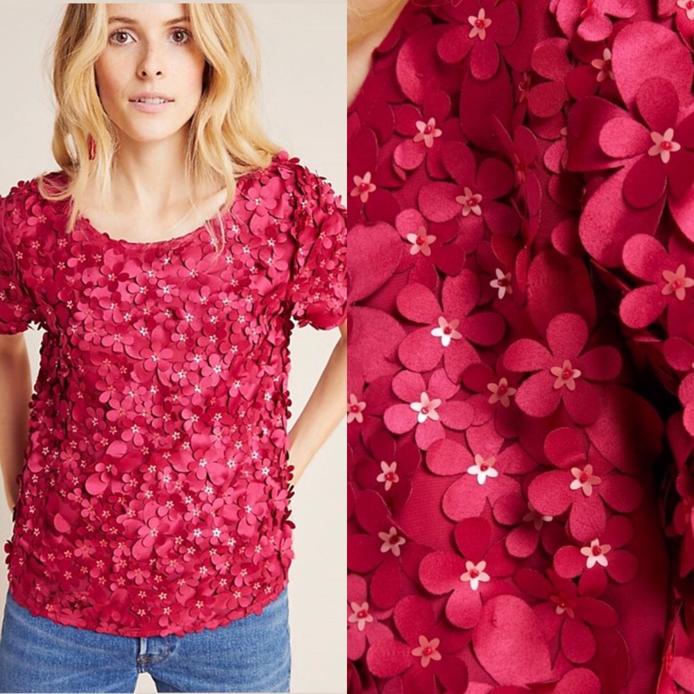 NWT Anthropologie Rosemarie Textured Blouse Sz 2 - Picture 3 of 13